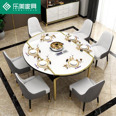 China Modern Foldable Dining Tables And Chairs Set For Dining Room Widening Tempered Glass Square Dining Table Set for sale