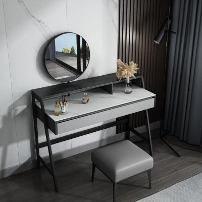 China Wholesale 2 Drawers Modern Desk Marble Luxury Silver Hair Make Up Mirror Chest Dresser Set For Bedroom for sale