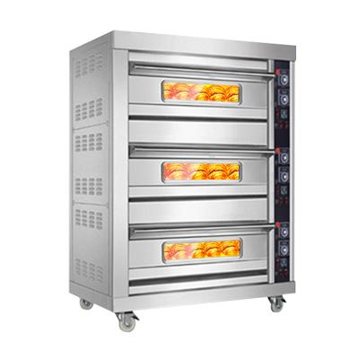 China Bakery Oven Manufacturer Commercial 3 Deck 6 Trays Electric Pizza Bakery Oven Built-In Ovens for sale