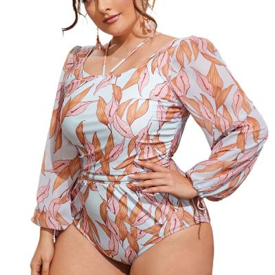 China Trend Plus Size Swimwear Print Long Sleeve Swimsuit One Piece Swimwear 1K Per Day 1K Per Day for sale