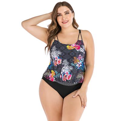 China High Waist Adjustable Straps Anti-UV Printed Tankini Swimwear For Women Plus Size Swimwear for sale