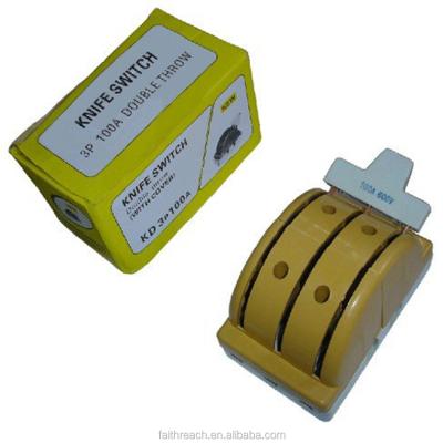 China Porcelain Electric Switch Over Double Porcelain 100A 3 Pole Throw Knife Switch for sale