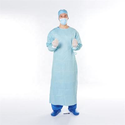 China Nonwoven Fabric Adult Medical Waterproof Disposable Protective Isolation SMS Surgical Gown For Hospital for sale