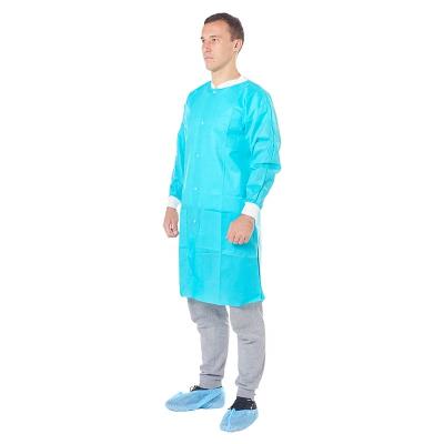 China Cheap Long Sleeve Lab Coat Single Use Nonwoven Disposable Lab Jacket Isolation Gown for sale