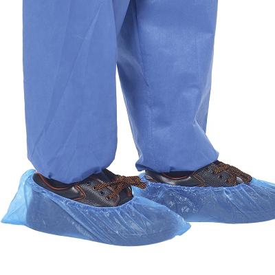 China Adult Disposable Non Slip Blue Medical CPE Shoe Cover Safety Shoe Cover Waterprooved For Industrial Medical Use for sale