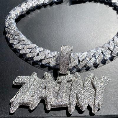 China Hiphop Hiphop Personalized Custom CZ Iced Out Diamonds 3D Letter Issue Initial Necklace for sale