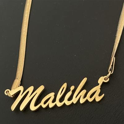 China Custom Personality Stainless Steel Necklace Name With Snake Chains Personalized Nameplate Pendant for sale