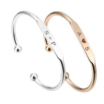 China TRENDY Personalized Custom Engraving Name ID Wrist Open Bracelet For Women for sale