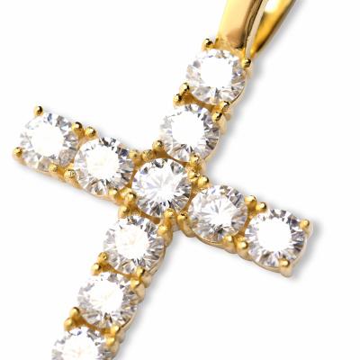 China S925 Sterling Silver Tennis Moissanite Diamonds Religious Cross Necklace for sale