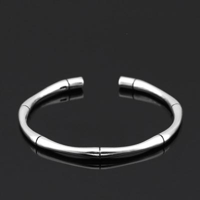 China CLASSIC 925 Sterling Silver Multi Segment Bamboo Open Cuff Bangle Bracelet Women for sale