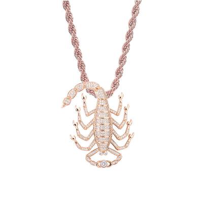 China 2019 Latest Hiphop Jewelry Copper Iced Out Diamond Scorpion Necklace Pendant for sale