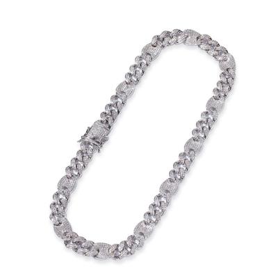 China Hiphop 18inches Mixed Colors Hiphop AAA Zircon Chains Cuban Coffee Bean Link Chains for sale