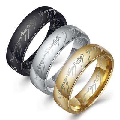 China Simple Rings Religious Super Lord Of The Rings Totem Stainless Steel Rings With Letters for sale