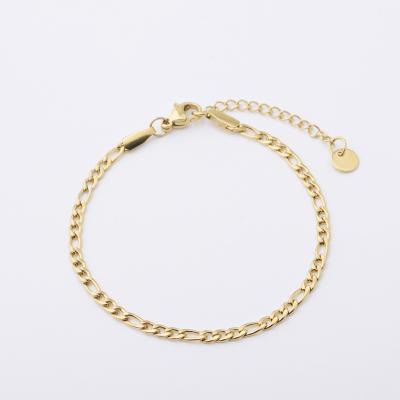 China Hiphop Stainless Steel Real 18k Gold Plated 3-1 Cuban Link Anklet Chain Bracelet For Women for sale