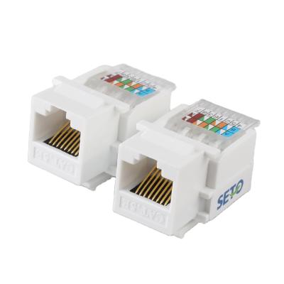 China ABS / PC made in China free sample 180 degree UTP connection RJ45 cat5 keystone toolless jack with dust cover for sale