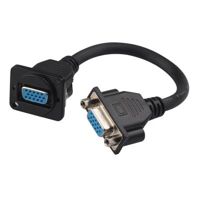 China D-Type ABS VGA with Extension Cable Module 15-Hole VGA Computer Monitor Projector Female-to-Female Straight Plug-in Socket for sale