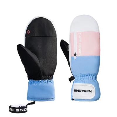 China Full Palm Anti-Slip/Touch Screen Rope/Anti-lost/Anti-lost Buckle Best Quality Best Quality Ladies Winter Outdoor Sports Touch Screen Waterproof Customizable Recycling Pink Ski Gloves Mittens for sale