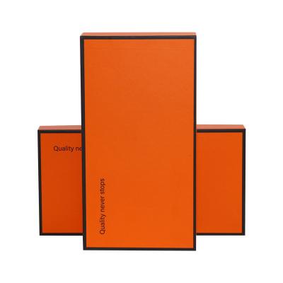 China Orange Custom Logo Phone Case Paper Packaging Box Custom Lid And Base Wholesale for sale