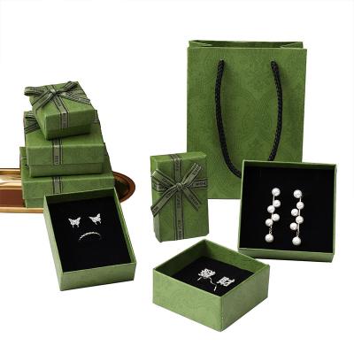 China Luxury Lid And Base Type Green Drawer Jewelry Gift Boxes for Necklace Bracelet Earrings Ring for sale