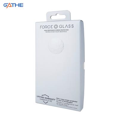 China OME Customized Folding Tempered Glass Screen Protector Cardboard Paper Boxed with Hook for sale