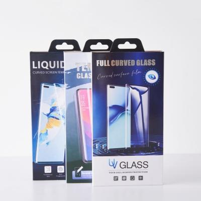 China Full Curved Mobile Phone Tempered Glass Screen Protector Box Packaging With Custom Logo for sale