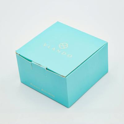 China Gold Stamping Logo Custom Packaging Boxes Blue Exquisite Face Cream Cosmetic Box Packaging for sale