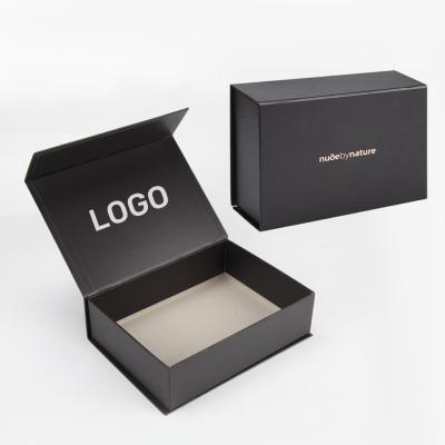 China Custom Logo Black Book Shaped Magnetic Gift Box Rigid Cardboard Package For Cosmetics for sale