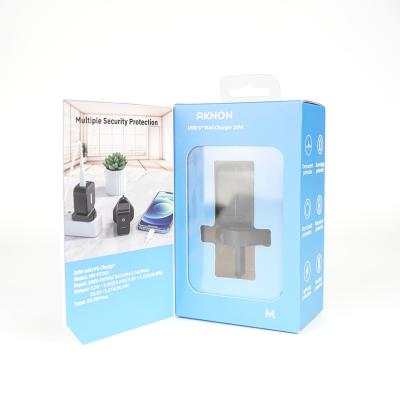 China Custom USB Phone Charger Package Electronic Wireless Charger Packaging Box With Window Film for sale