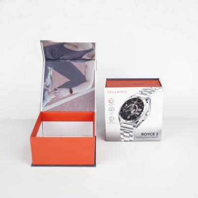 China Custom Logo Print UV Coating Matt Lamination Rigid Watch Packing Flip Box Magnetic Gift Packaging for sale