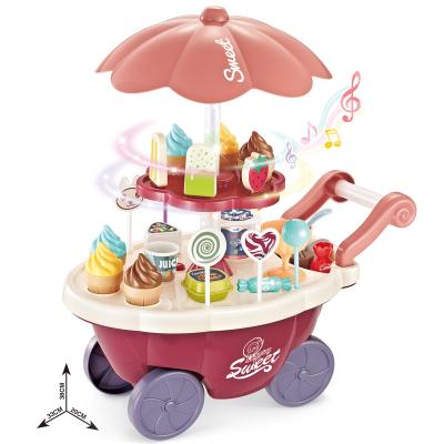 China Funny Eco-Friendly Non-Toxic Eco-Friendly Pretend Toys Dessert Ice Cream Candy Cart Set Car Gifts For Girls And Kids DIY for sale