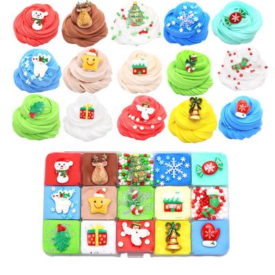 China Safe Non-Toxic Butter Play Dough DIY Modeling Clay Fluffy Cloud Slime Christmas Gifts Making Kit For Kids for sale