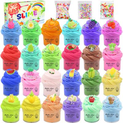 China Safe Non-Toxic Air Dry Polymer Modeling Butter Clay DIY Play Dough Fluffy Vegetables Fruit Making Kit Kids Mud for sale