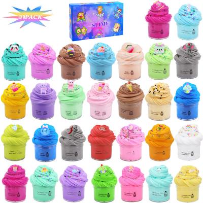 China 30 PCS Safe Non-Toxic Air Dry Polymer Modeling Butter Clay DIY Play Dough Play Dough Making Kit Kids Cartoon Fluffy Mud for sale