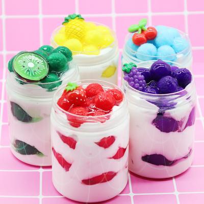 China Safe Non-Toxic Air Dry Polymer Modeling Butter Clay DIY Plasticine Play Dough Kit Kids Fruit Mud Fluffy Playdough for sale