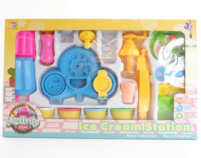 China OEM ODM EN71 Safe Non-Toxic Cheap Hot Selling Play Dough Factory Toys Modeling Air Clay Non-Toxic Tools Multi Dry Ice Cream Station for sale