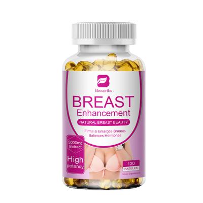 China Beauty Products Private Label OEM 120pc Breast Growth Breast Development Restoration Elasticity Round Chest For Women Breast Enlargement Capsules for sale