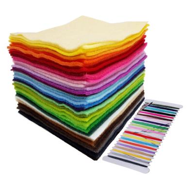 China Durable Factory Price Polyester Needle Punch Soft Felt Sheets For Crafts 40 Colors 15cm DIY Colorful Craft Felt Fabric Sheet With Yarn for sale