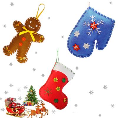 China MXTQkids Handmade Good Quality Gingerbread Man Glove Stocking Christmas Hanging DIY Ornament For Celebrating Christmas for sale