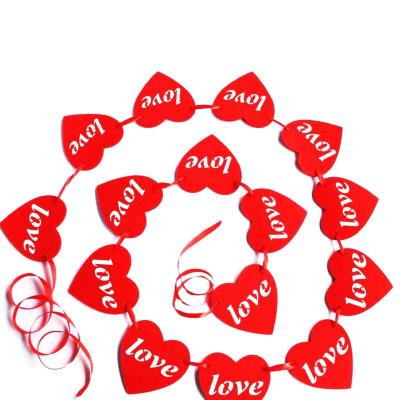 China MXTQkids Handmade Factory Custom Design Valentine's Day Love Heart Shaped Felt Hanging Garland for sale