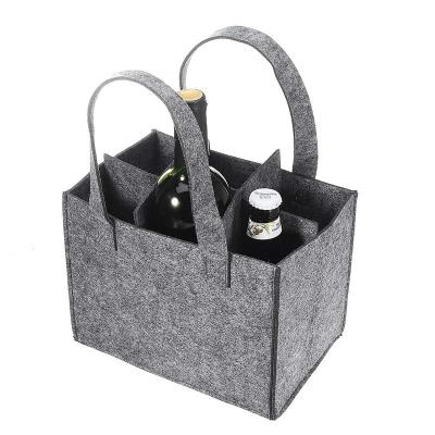 China Professional Factory Beer Bottle Holder Insulated Eco Friendly Felt Bag For 6 Bottles for sale