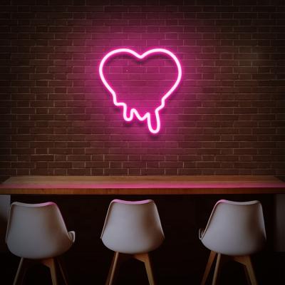 China Festival Decoration Koncept New Arrival Free Drop Shipping 40CM Custom Silicone 12V Neon Light Heart Drip Letter Love Neon Sign for sale