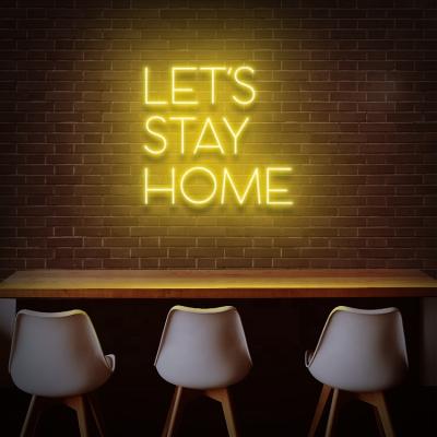 China Buildings Koncept Drop Shipping 50CM New Arrival 12V 8W LED Flex Custom LED Sign Electronic Letter Let Us Stay Home Neon Sign for sale