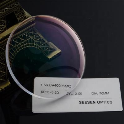 China Single Vision 1.56 UV400 HMC EMI Optical Lenses Optical Eyeglasses Ophthalmic Single Vision Lenses for sale