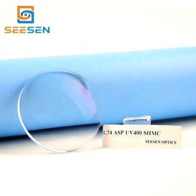 China High Optical Index 1.74 SHMC Lens CR39 Prescription Glasses Super Hydrophobic Impact Resistant Lens Single Vision Single Vision for sale