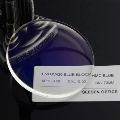 China Single Vision CR39 Blue Cut Lenses 1.56 Ophthalmic Blue NK55 Light Cut Lenses For Eyeglasses for sale