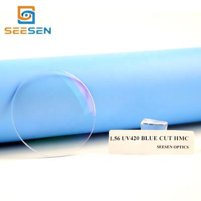 China Single vision CR 39 block glass 1.56 blue light blocking blue glass uv420 spectacle glass for sale