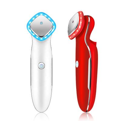 China Skin Care Handheld Therapy Anti-Puffiness EMS LED Heating Face Firming Massager Facial Tone Device for sale