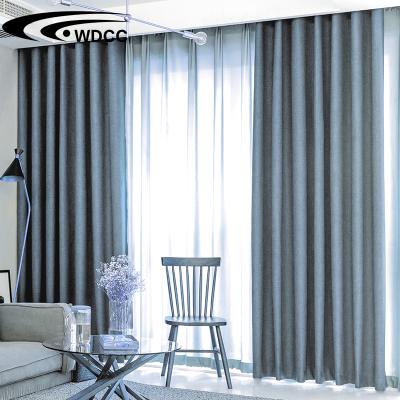 China Blackout Hotel Blackout Curtain Solid Linen Fabric Living Room Light Blackout Shading Curtains for sale