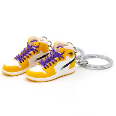 China Wholesale Plastic 3D Shoe Mini Basketball Sneaker Rubber Keychains with Custom PVC 3D Mini Sneaker Keychain Multi Colors for sale