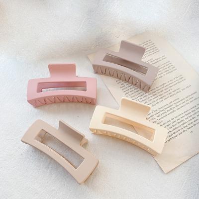 China Matte Rectangular Hollow Elegant Simple Fashion Color Hair Clips Women's Pure Acrylic Hair Claw Accessories Hair Accessory for sale